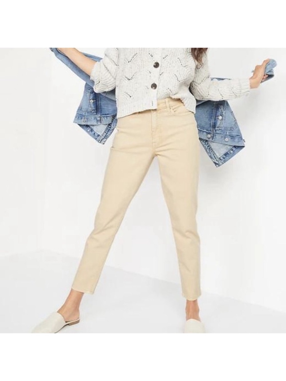 Old Navy OG Straight High-Rise Secret Slim Pockets Pants in Caramel Beige size 1